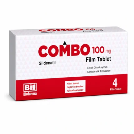 Combo 100 mg 4 tablet sildenafil sitrat ve dapoksetin kombinasyon sertleştirici hap kutusu