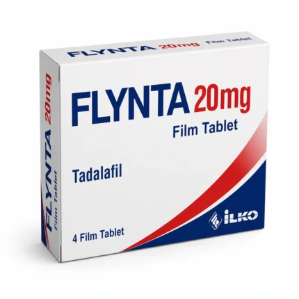 Flynta 20 mg 4 tablet tadalafil içeren orijinal İLKO İlaç ürün kutusu görseli